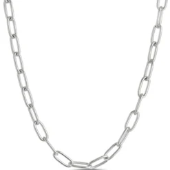 Toscano 20-Inch Paperclip Chain, 14K White Gold