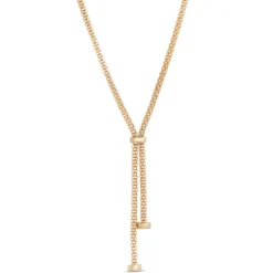 Toscano 20-Inch Popcorn Link Lariat Necklace, 14K Yellow Gold
