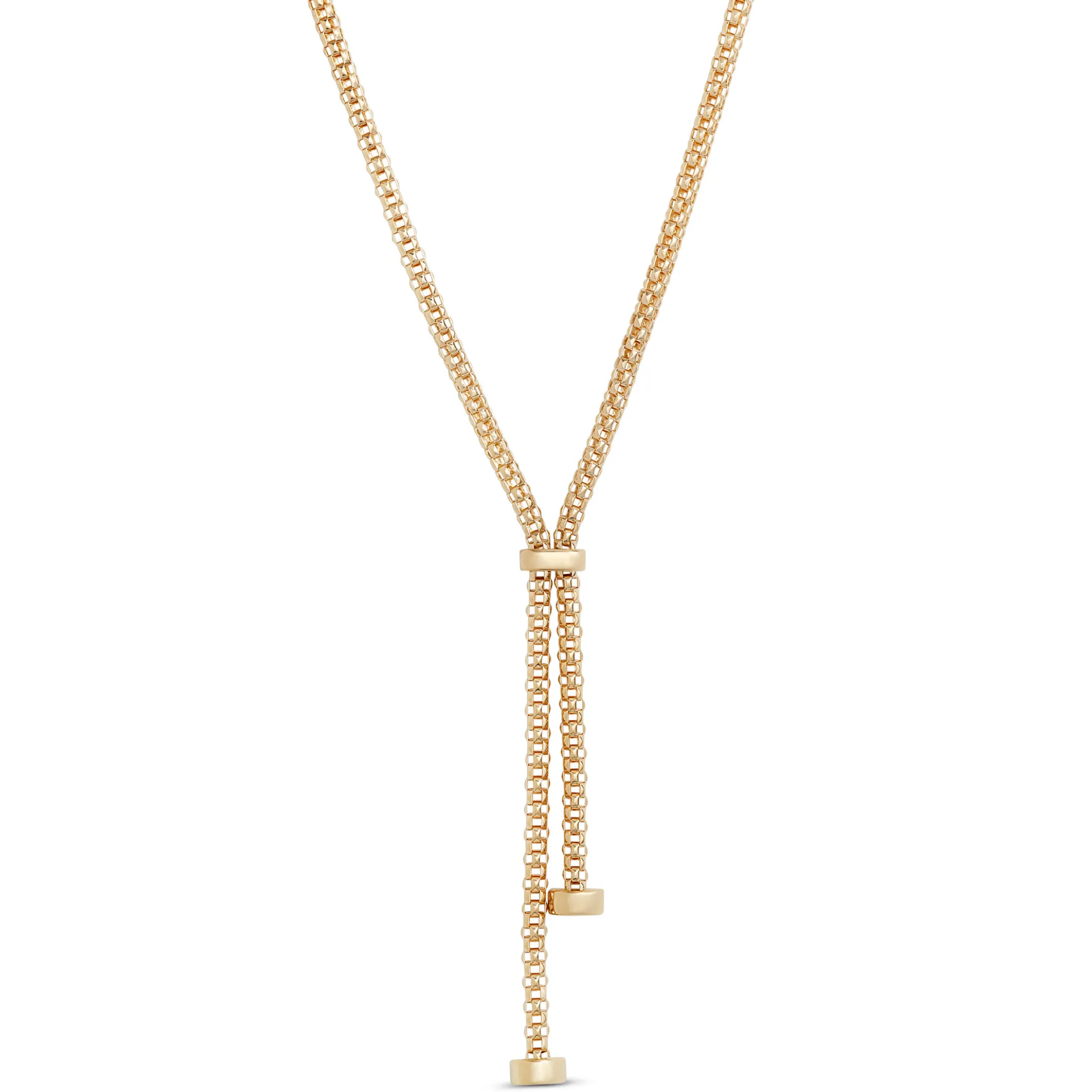 Toscano 20-Inch Popcorn Link Lariat Necklace, 14K Yellow Gold