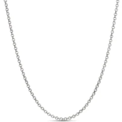 Toscano 24 Inch Rolo Link Necklace, 14k White Gold