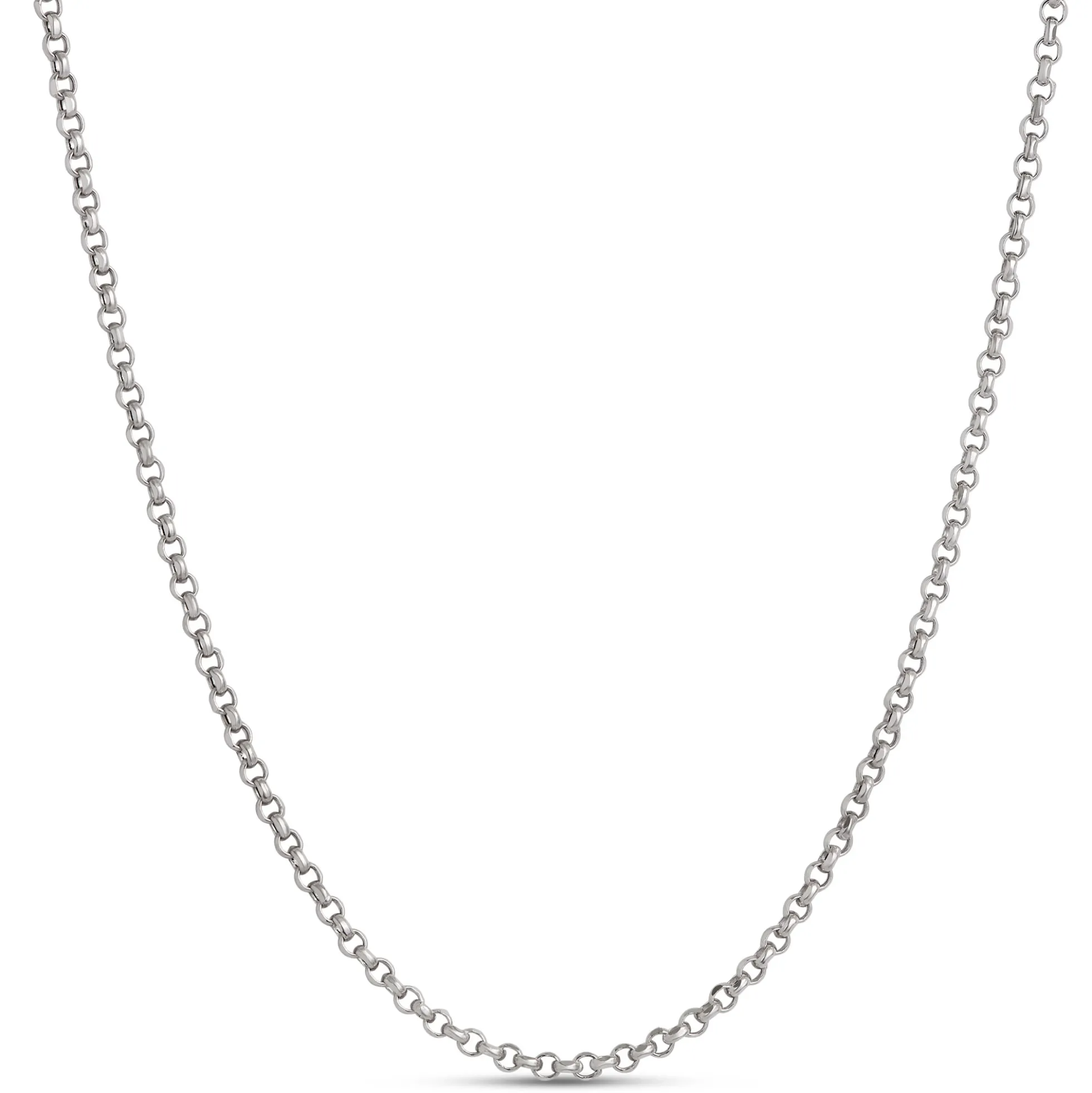 Toscano 24 Inch Rolo Link Necklace, 14k White Gold