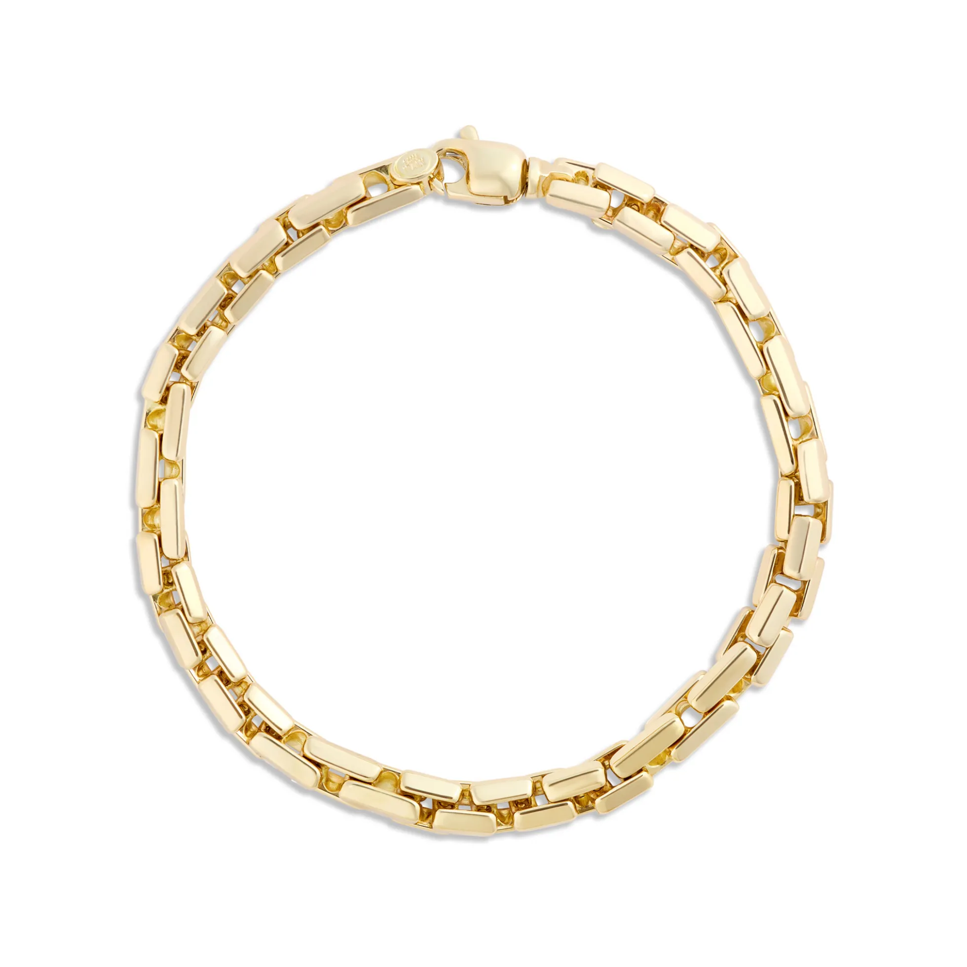 Toscano 8.5-Inch Round Brick Link Bracelet, 14K Yellow Gold