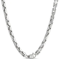 Toscano 24-Inch Round Brick Necklace, 14K White Gold