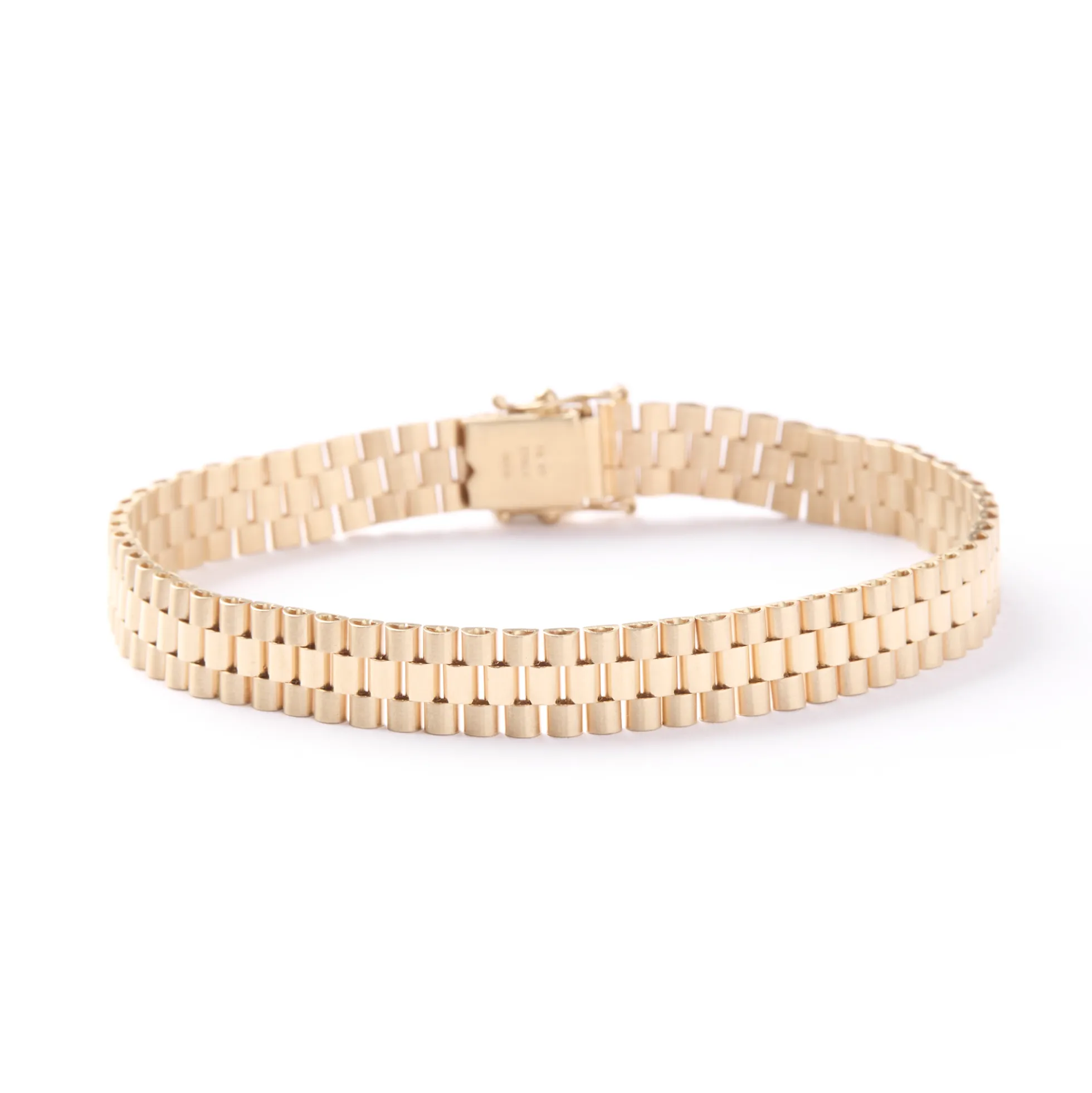 Toscano 8-Inch Satin, Polished Bracelet, 14K Yellow Gold