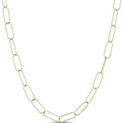 Toscano 18-Inch Sparkle Link Necklace, 14K Yellow Gold