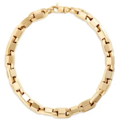Toscano 8.5-Inch Squared Barrel Link Bracelet, 14K Yellow Gold