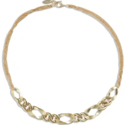 Toscano 17-Inch Three-Strand Large Links Chain, 14K Yellow Gold