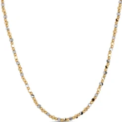 Toscano 18-Inch Tri-Color Cube Bead Necklace, 14K Gold