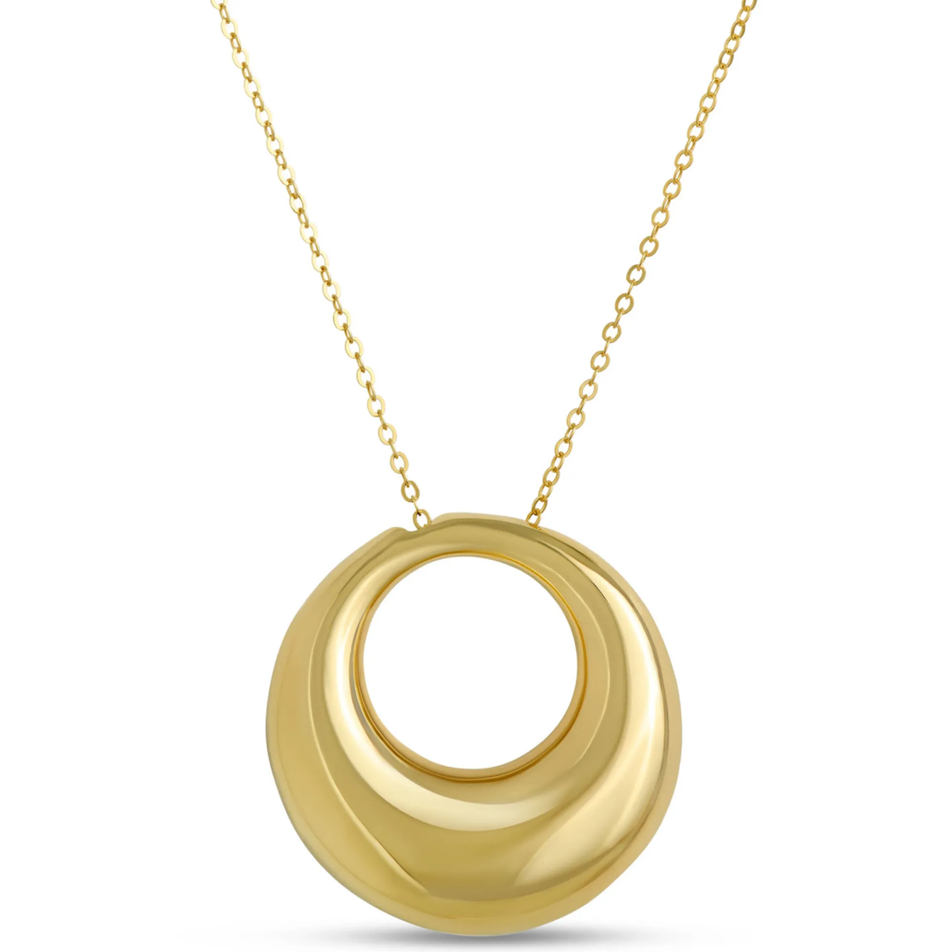 Toscano Italian-Crafted Circle Pendant Necklace, 14K Yellow Gold