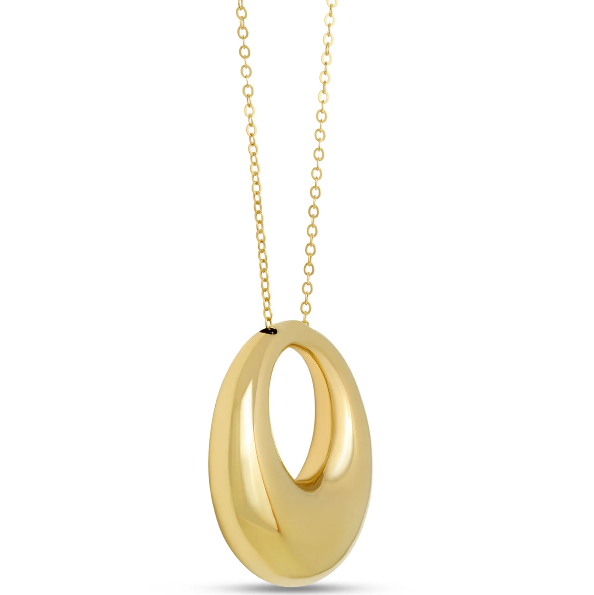 Toscano Italian-Crafted Circle Pendant Necklace, 14K Yellow Gold