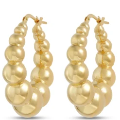 Toscano Large Graduated Shrimp Hoop Earrings, 14K Yellow Gold