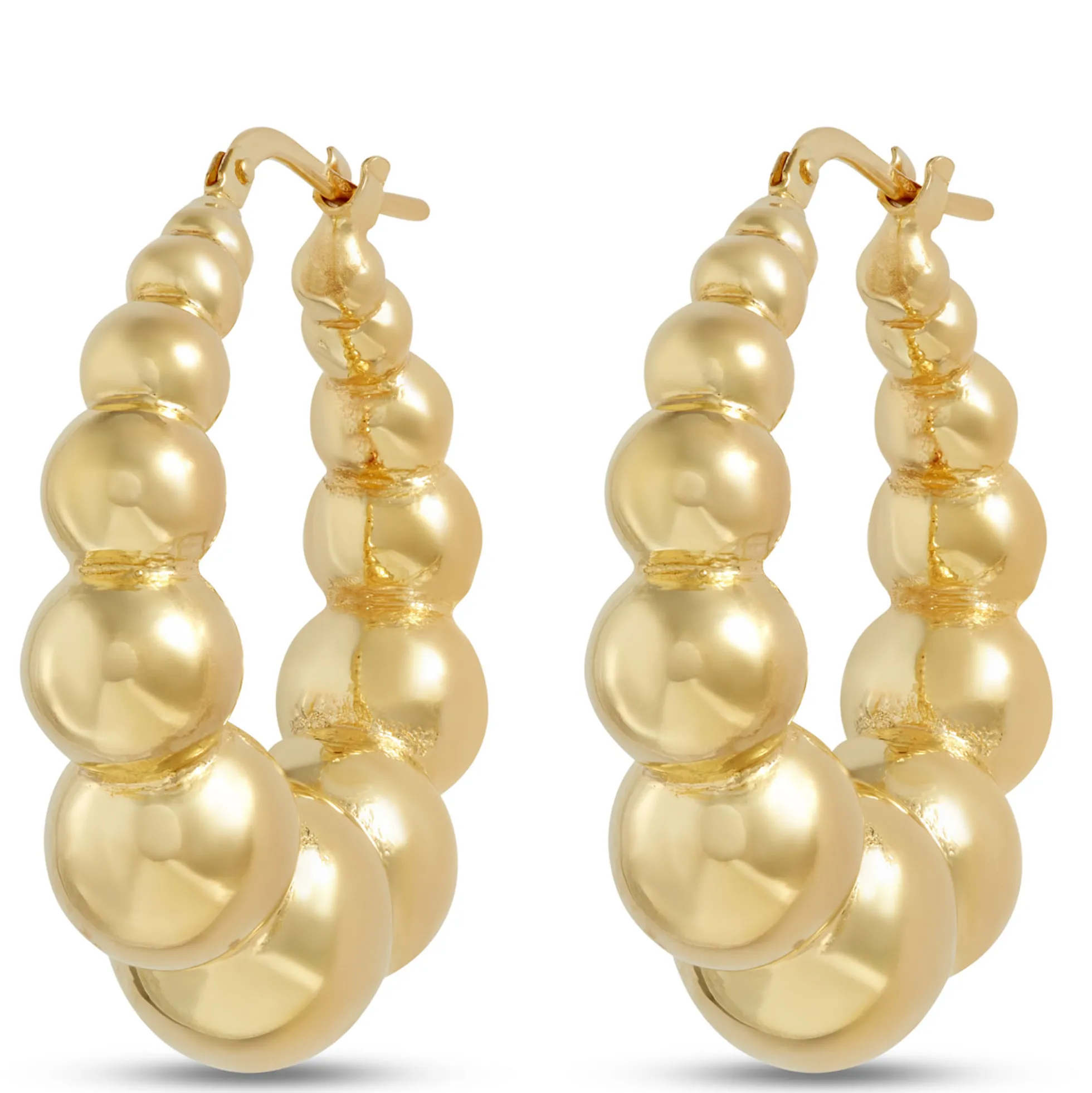 Toscano Large Graduated Shrimp Hoop Earrings, 14K Yellow Gold
