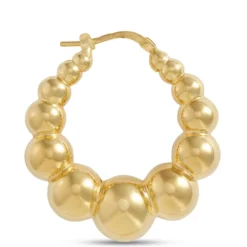 Toscano Large Graduated Shrimp Hoop Earrings, 14K Yellow Gold