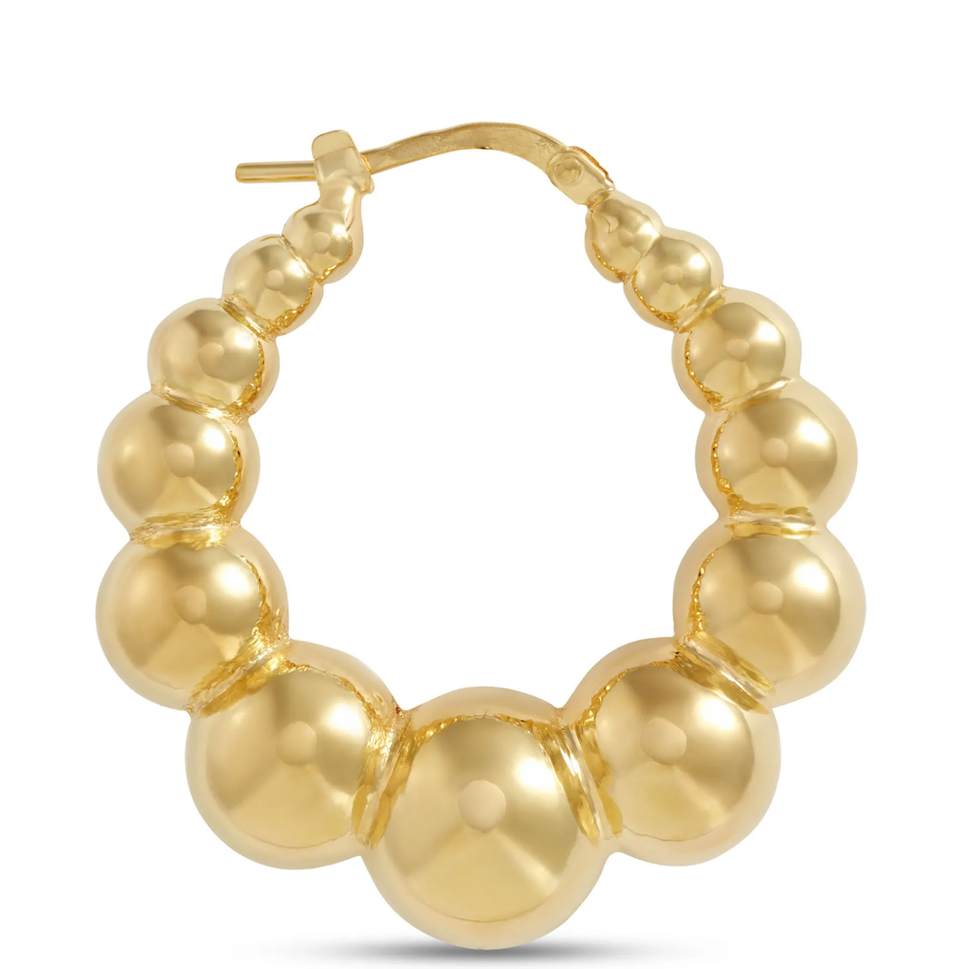 Toscano Large Graduated Shrimp Hoop Earrings, 14K Yellow Gold