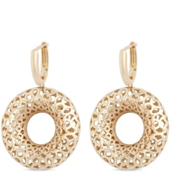 Toscano Lattice Donut Hoop Earrings, 14K Yellow Gold