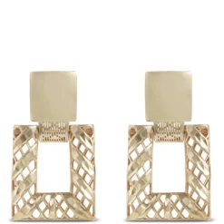 Toscano Lattice Square Doorknocker Earrings, 14K Yellow Gold