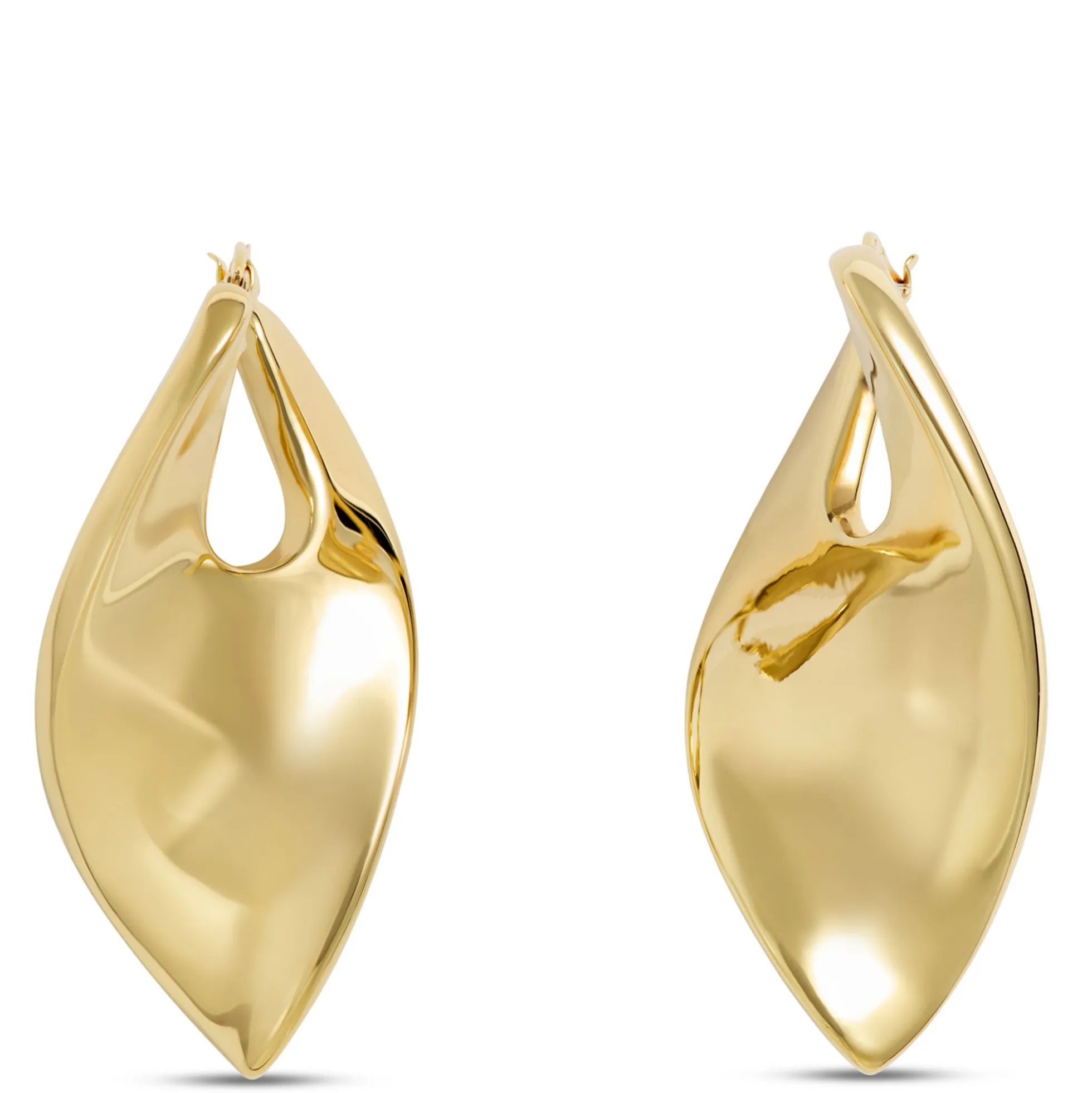 Toscano Long Ribbon Hoops, 14K Yellow Gold