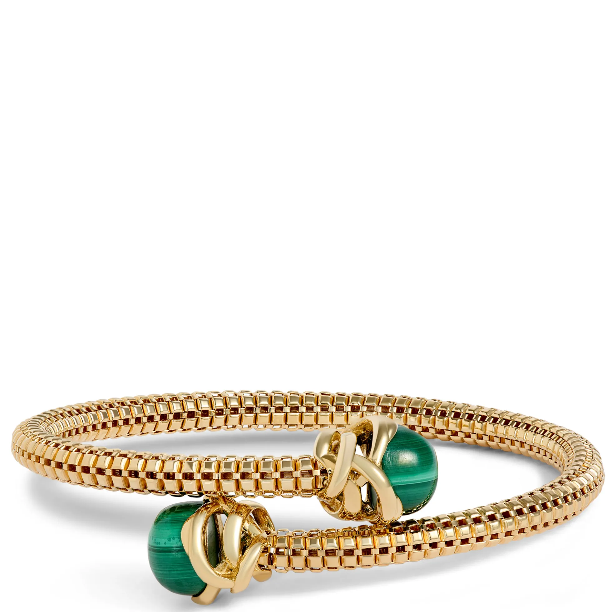 Toscano Malachite Tipped Bangle, 14K Yellow Gold