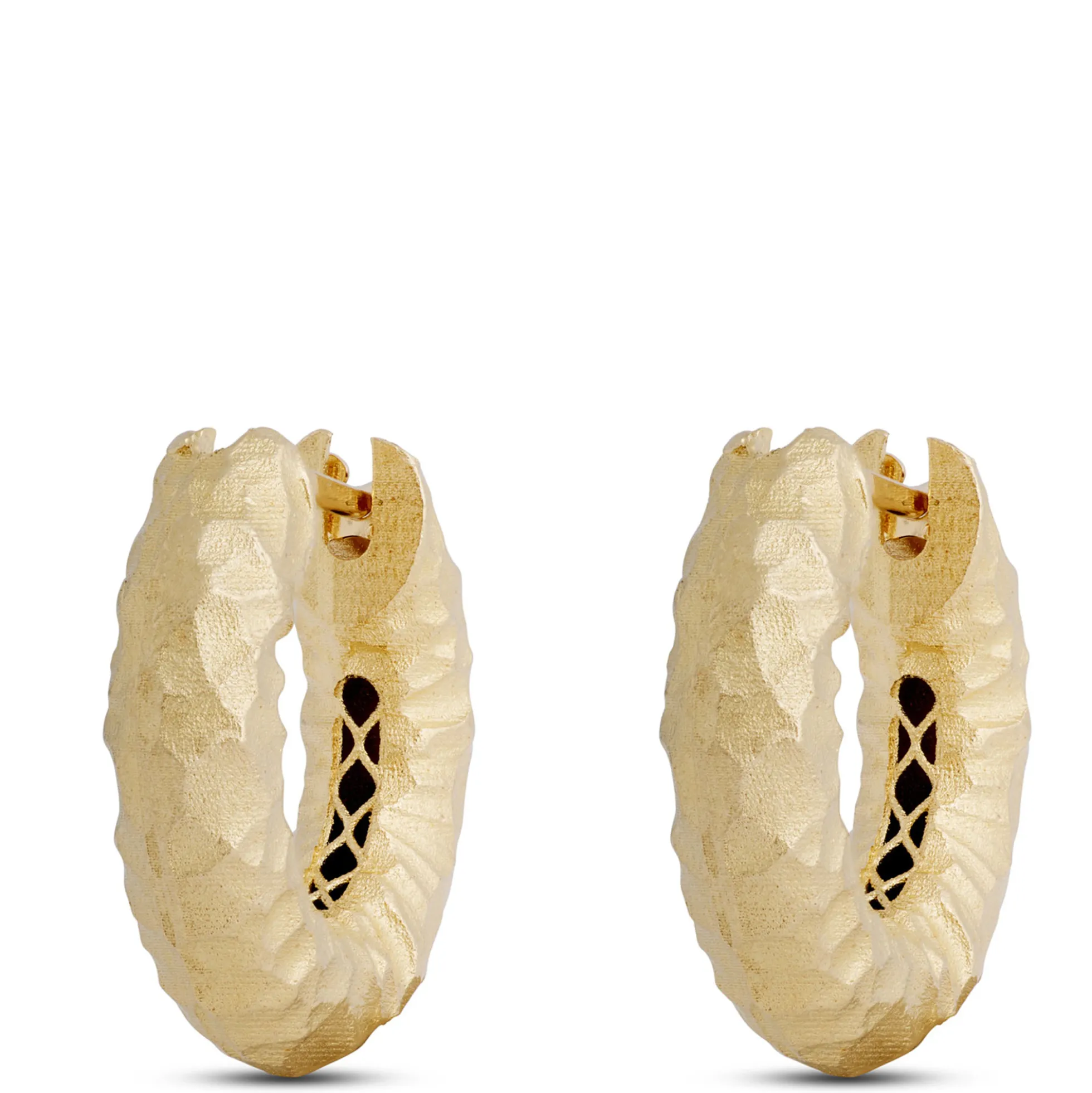 Toscano 18MM Hammered Hoop Earrings, 14K Yellow Gold