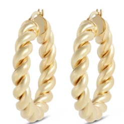Toscano 30MM Twisted Hoop Earrings, 14K Yellow Gold