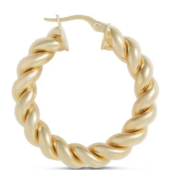 Toscano 30MM Twisted Hoop Earrings, 14K Yellow Gold
