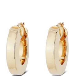 Toscano 6MM Wide Square Tube Hoop Earrings 14K