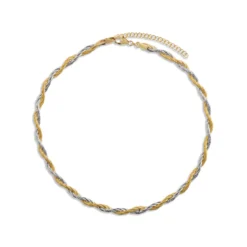 Toscano Omega Neck Necklace in 14K White and Yellow Gold