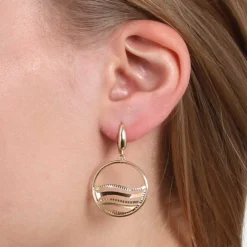 Toscano Open Circle Wave Earrings 14K