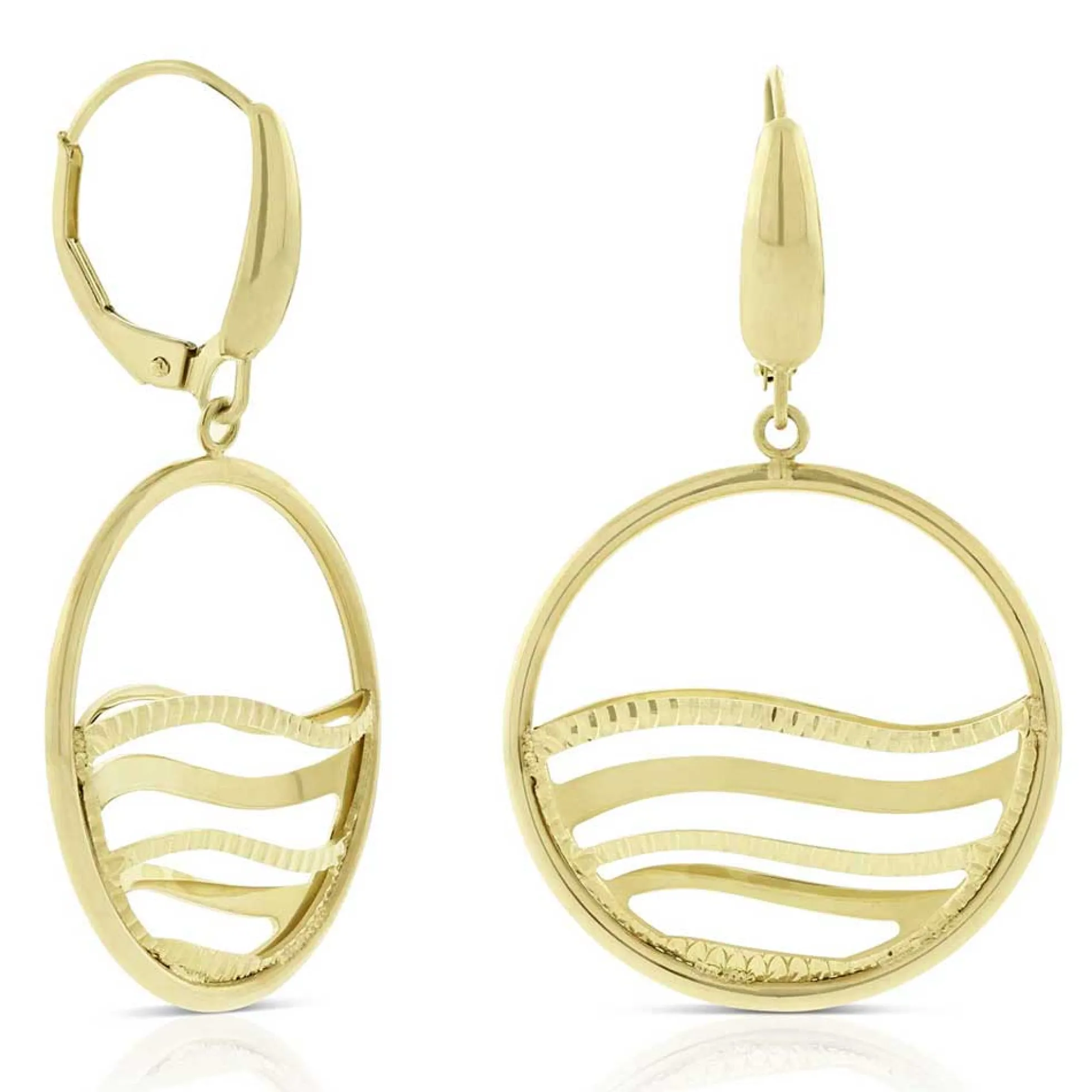 Toscano Open Circle Wave Earrings 14K
