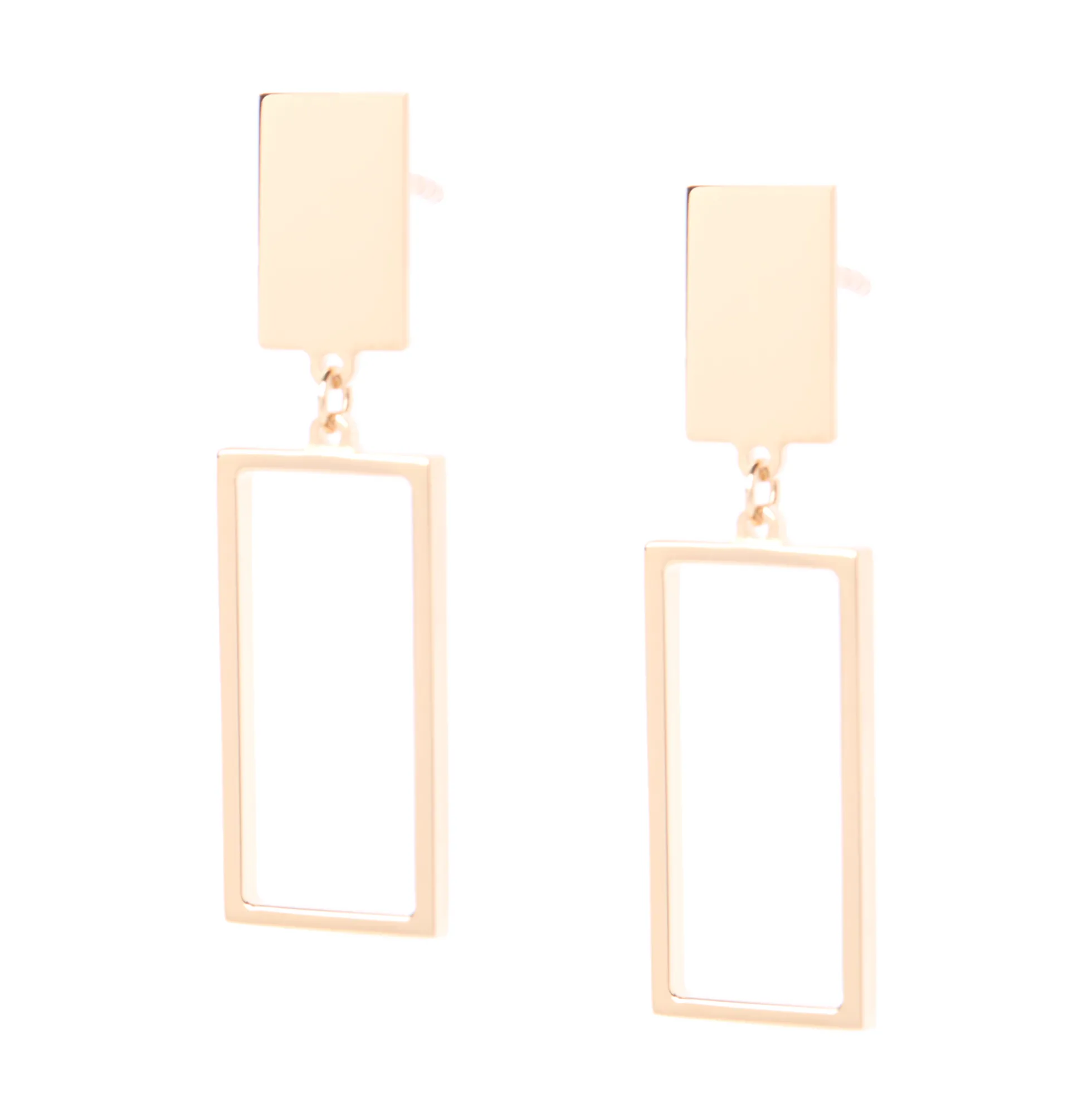 Toscano Open Rectangle Drop Earrings 14K Yellow