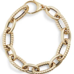 Toscano Oval and Twisted Link Bracelet, 14K Yellow Gold