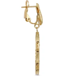 Toscano Oval Dangle Earrings, Chainlink Center, 14K Yellow Gold