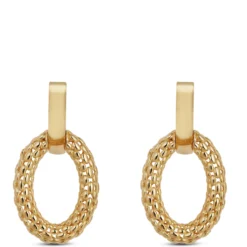 Toscano Oval Doorknocker Drop Earrings, 14K Yellow Gold