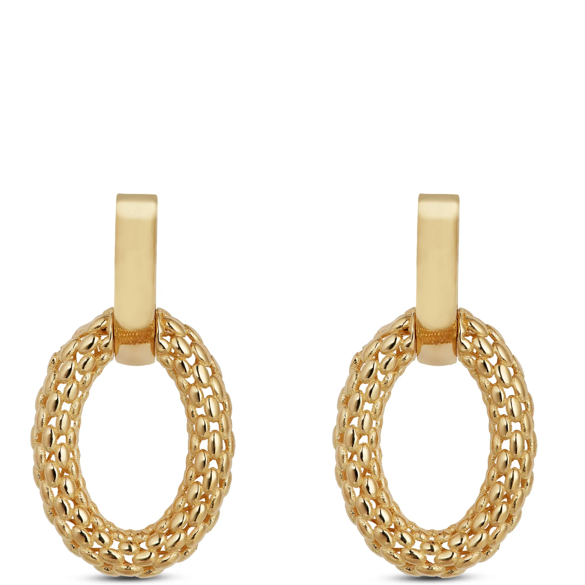 Toscano Oval Doorknocker Drop Earrings, 14K Yellow Gold