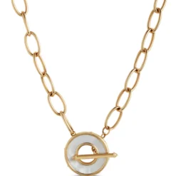 Toscano Oval Link Mother-of-Pearl Toggle Chain, 14K Yellow Gold