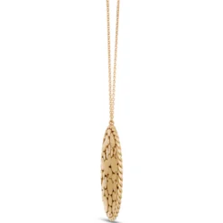 Toscano Oval Shaped Pendant with Dots, 14K Yellow Gold