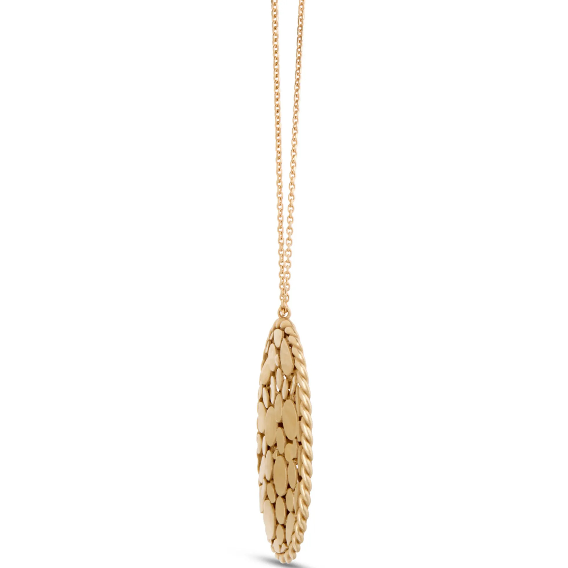 Toscano Oval Shaped Pendant with Dots, 14K Yellow Gold