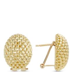 Toscano Quilted Hoop Earrings, 14K Yellow Gold