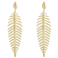 Toscano Ribbed Leaf Earrings, 14K Yellow Gold