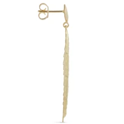 Toscano Ribbed Leaf Earrings, 14K Yellow Gold
