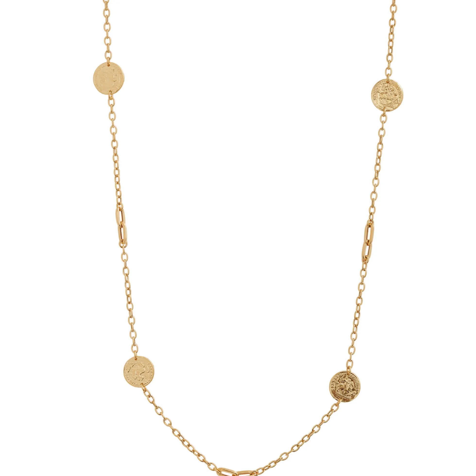 Toscano Roman Coin Replica Stations Necklace, 14K Yellow Gold