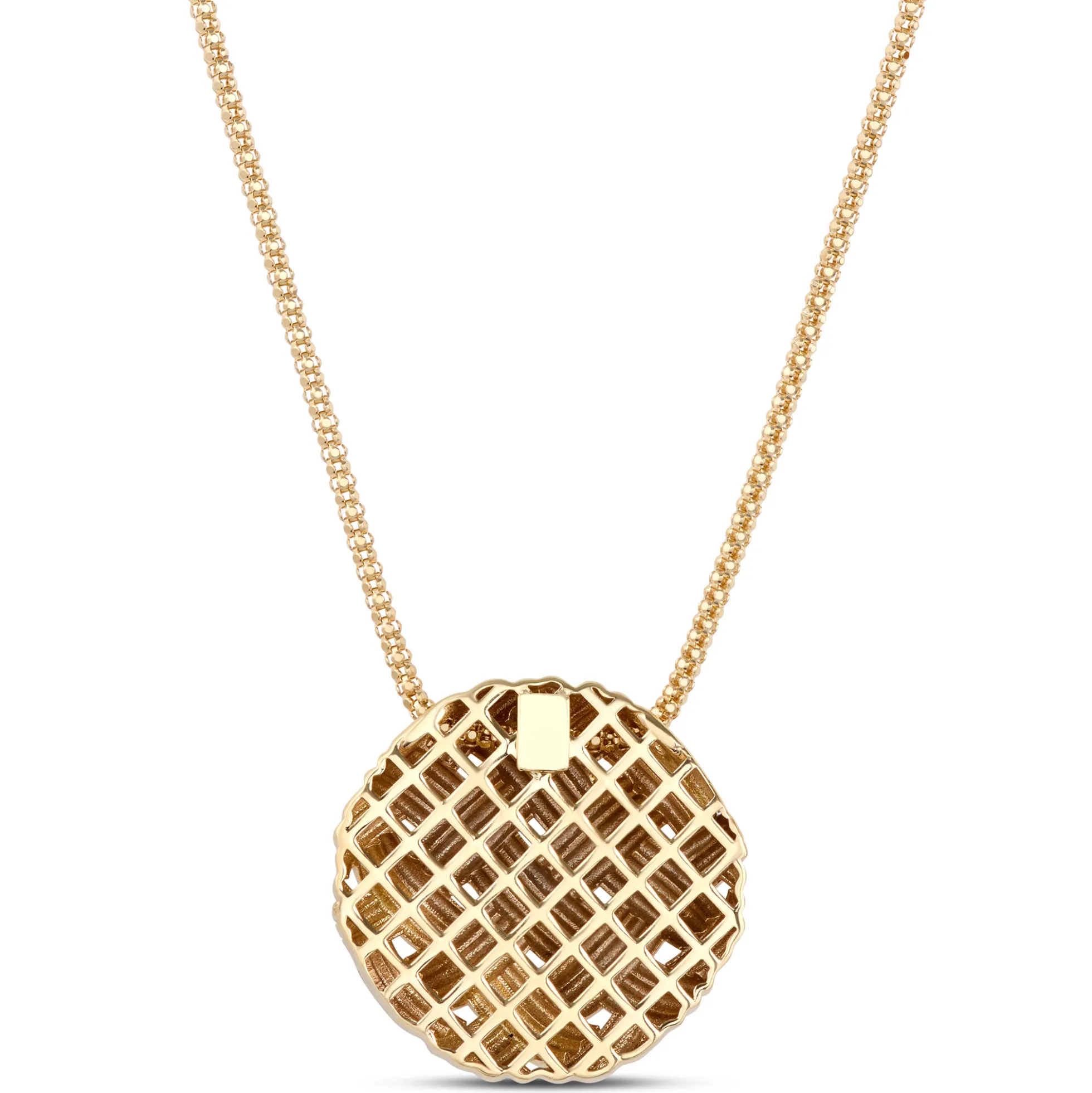 Toscano Round Basket Weave Pendant Necklace, 14K Yellow Gold
