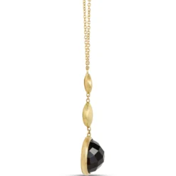 Toscano Round Bezel Set Smoky Quartz Necklace, 14K Yellow Gold