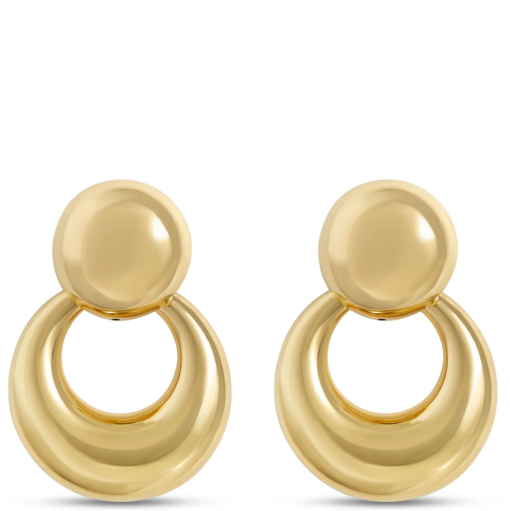 Toscano Round Doorknocker Earrings, 14K Yellow Gold