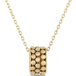 Toscano 3 Row Beaded Sliding Ring Necklace, 14K Yellow Gold