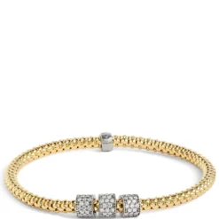 Toscano Stretchy Bracelet with Diamonds, 18K Yellow Gold