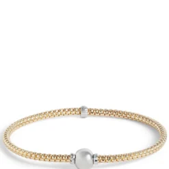 Toscano Stretchy Two-Tone Popcorn Link Bracelet, 14K Yellow Gold