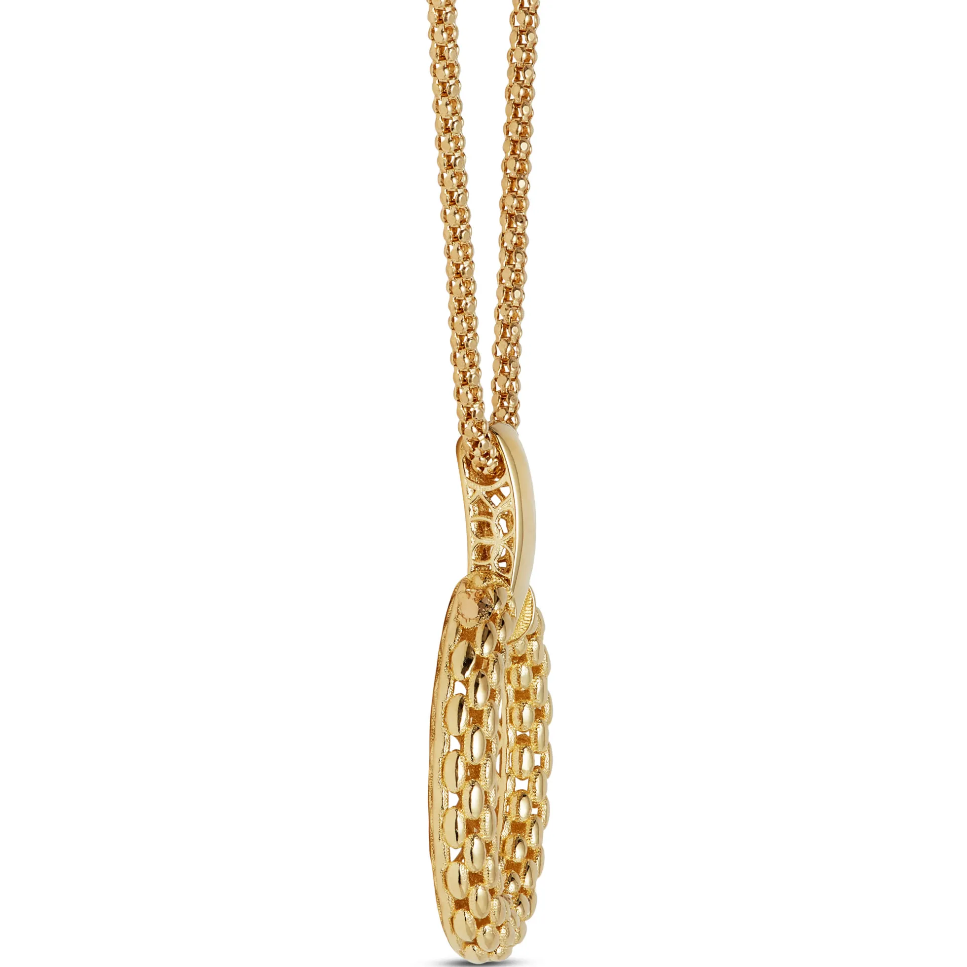 Toscano Textured Oval Drop Pendant, 14K Yellow Gold