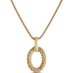 Toscano Textured Oval Drop Pendant, 14K Yellow Gold