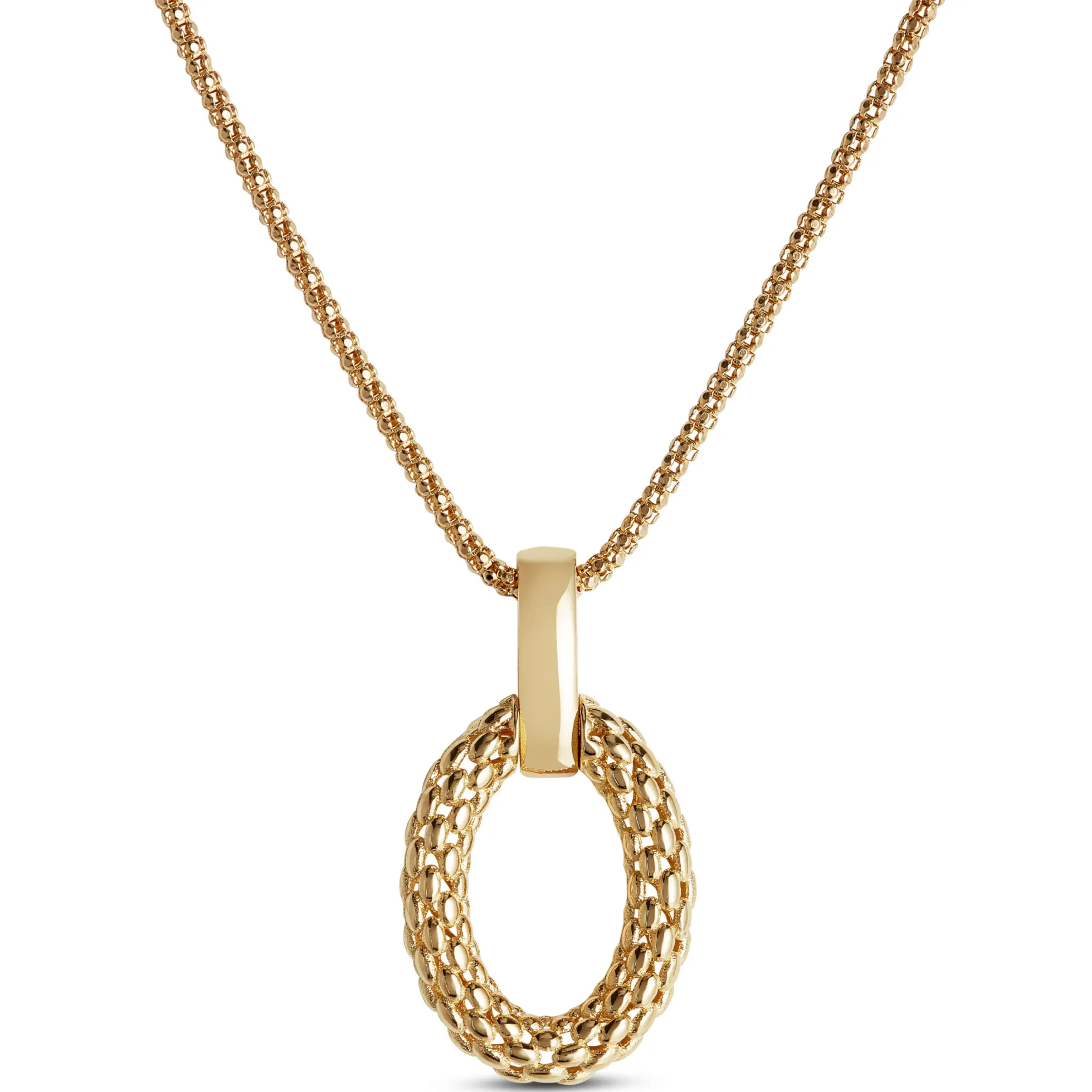 Toscano Textured Oval Drop Pendant, 14K Yellow Gold